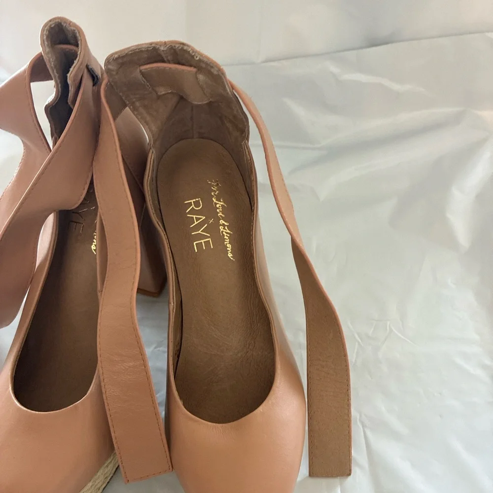 For Love & Lemons X  Raye Harper Nude Platform Heels Revolve EU 36/ US 6-6.5